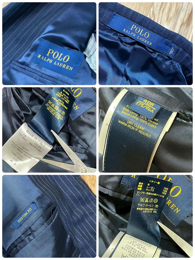 現行 ポロラルフローレン スーツ セットアップ ストライプ イタリア製 紺 L