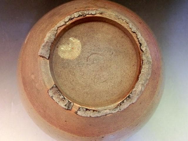 壷■合わせ箱 唐津口広壺 金継ぎ直し有り 古い花器 花瓶 置物 時代物 骨董品■