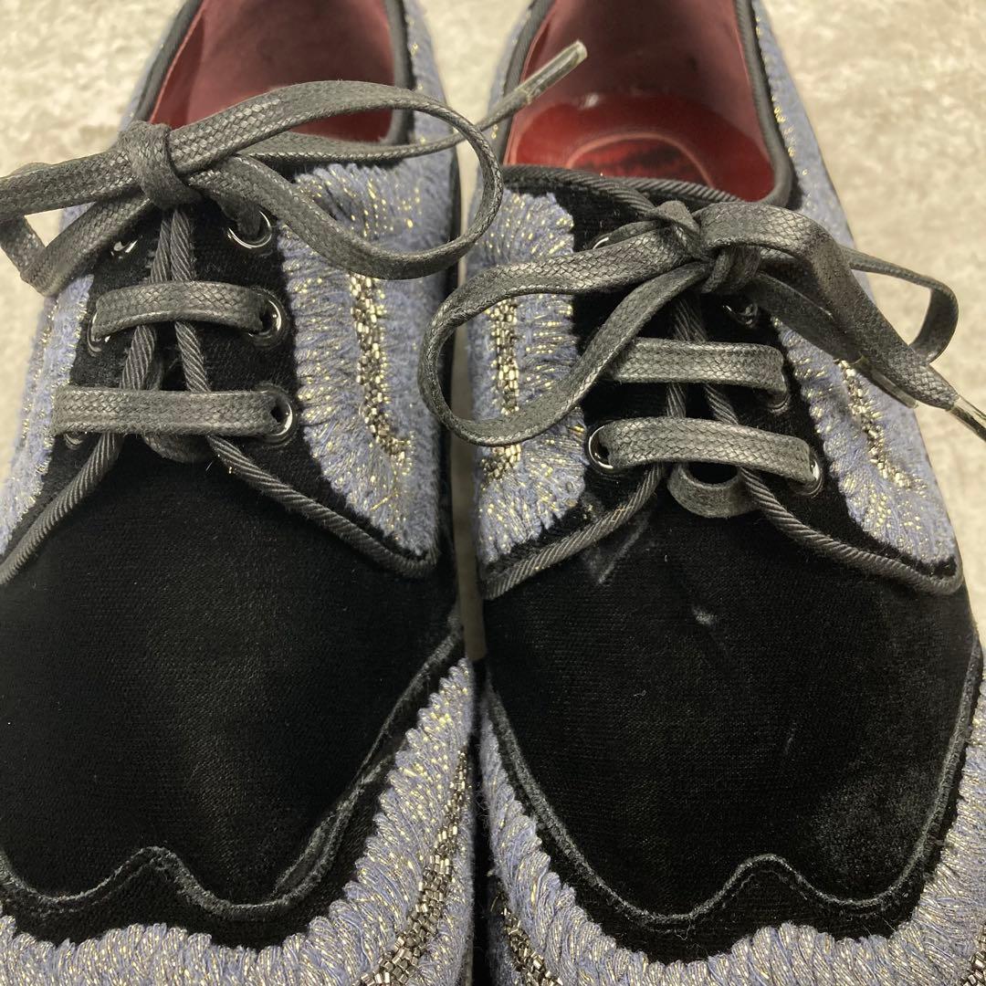 未使用品　ドルチェ&ガッバーナ　ベロア　ビジュー　シューズ　6 1/2 ブラック