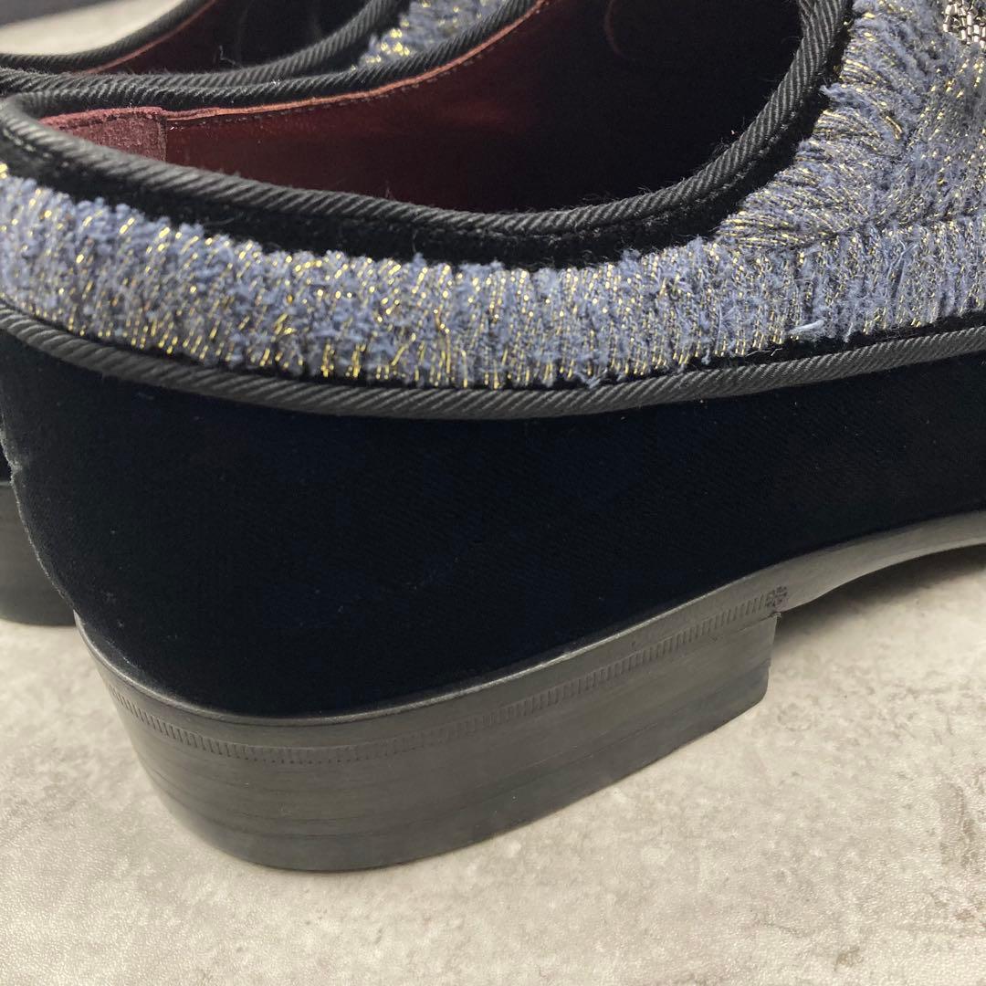 未使用品　ドルチェ&ガッバーナ　ベロア　ビジュー　シューズ　6 1/2 ブラック