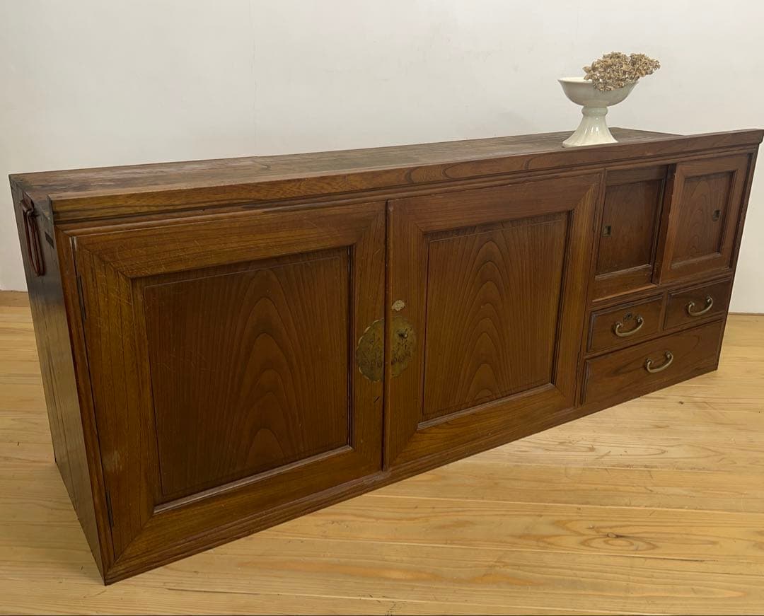 ローボード　棚　木製　M084　古道具　古家具　和家具　ビンテージ　アンティーク