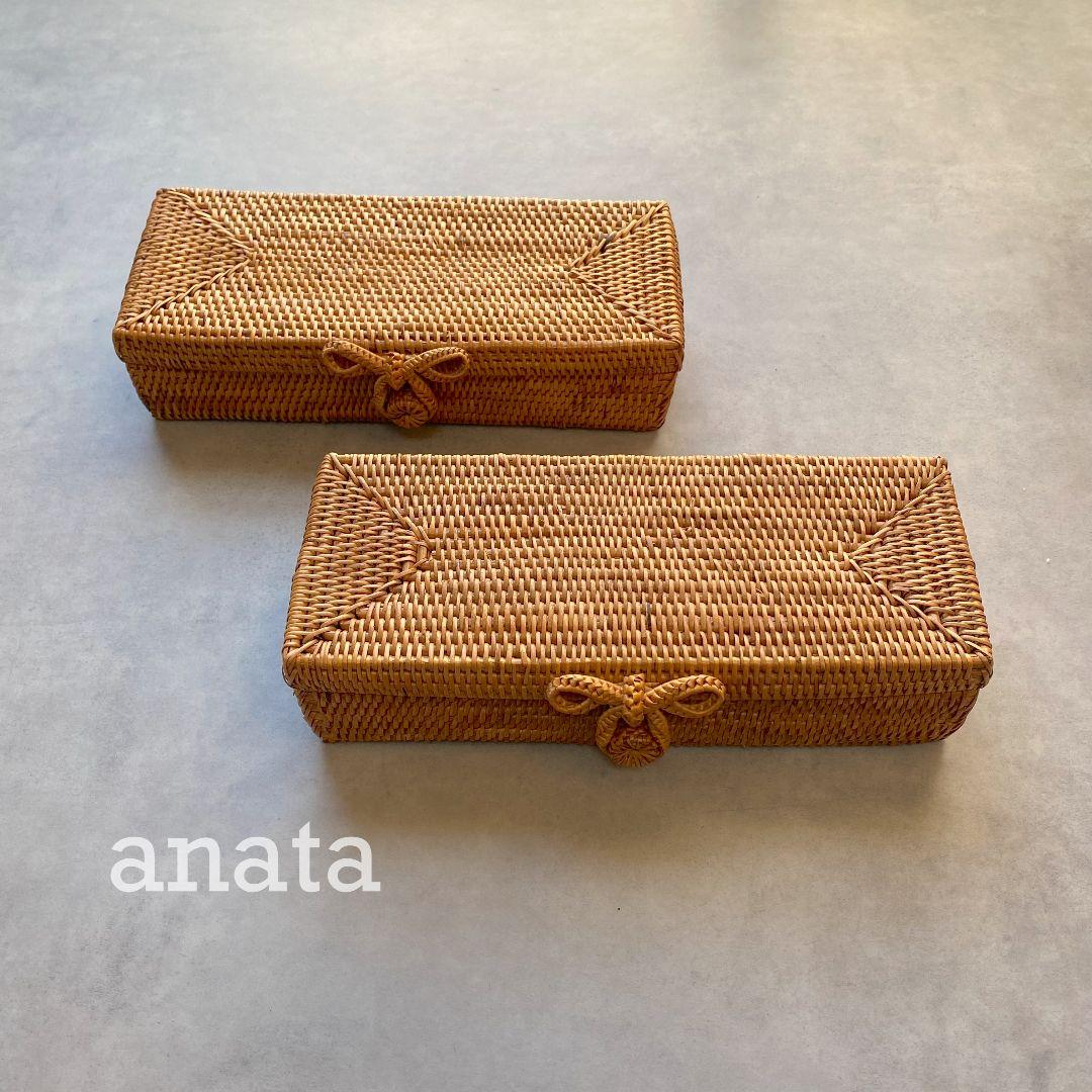 バリ島　カトラリーケース2ヶ　新品未使用　テーブル用品　小物入れ　かご　アタ