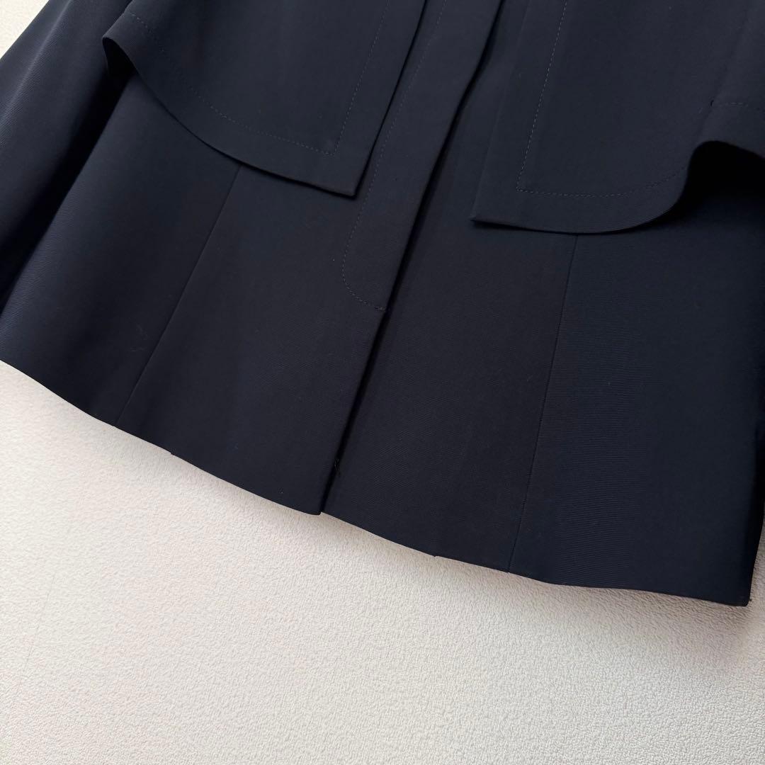 ミスアシダ ♡ レイヤード風 二枚仕立てデザイン ノーカラージャケット ネイビー