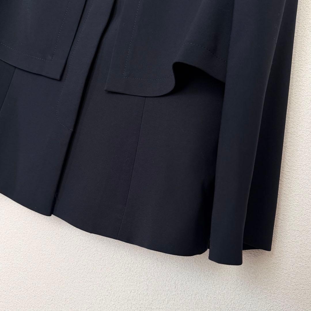 ミスアシダ ♡ レイヤード風 二枚仕立てデザイン ノーカラージャケット ネイビー