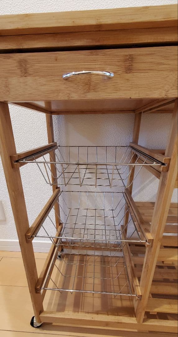竹製キッチンワゴン 車輪付き 収納