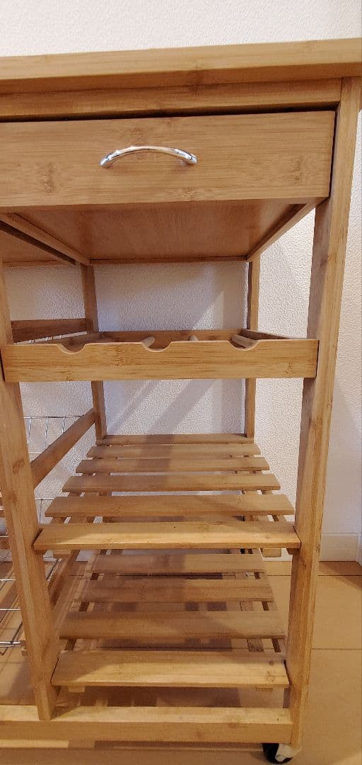 竹製キッチンワゴン 車輪付き 収納