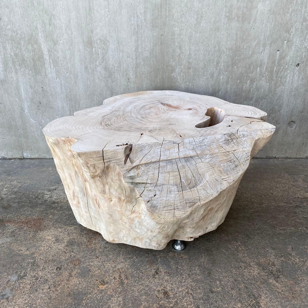 【ヒノキ切り株の造形的置物】テーブル 丸太 オブジェ サイドテーブル インテリア