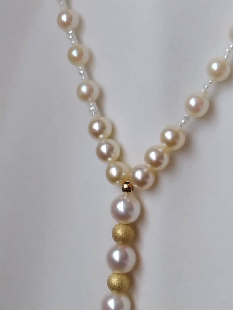 各種サイズ、アコヤ真珠と、あこや砂芥子パールの、Y字ネックレス