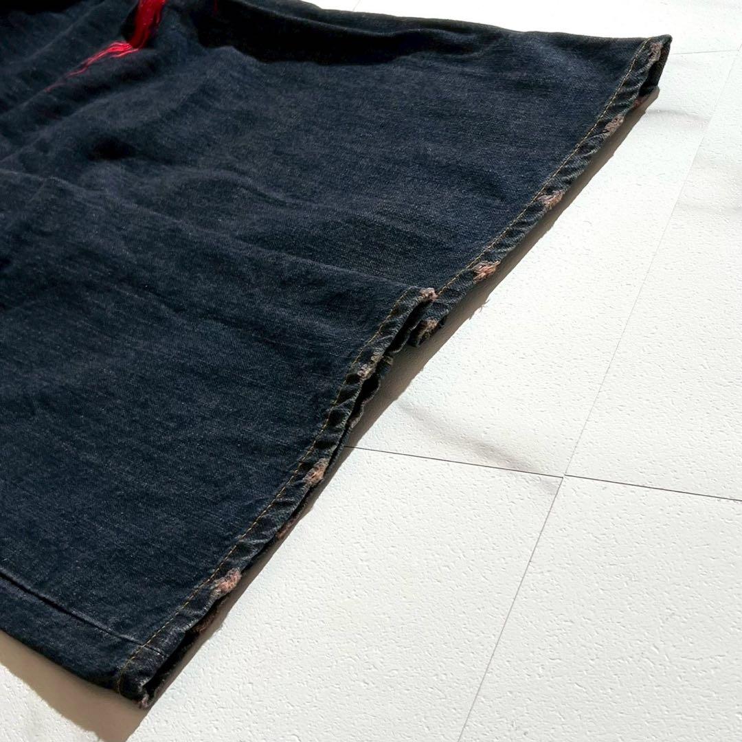 【美品✨希少】絡繰魂 流儀 デニムパンツ 2XLサイズ 龍 和柄 刺繍 ブルー