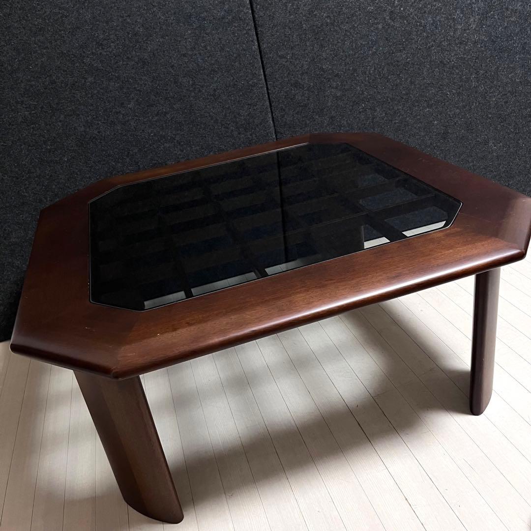 富士ファニチア　SAFU ガラステーブル　天然木　センターテーブル　アンティーク