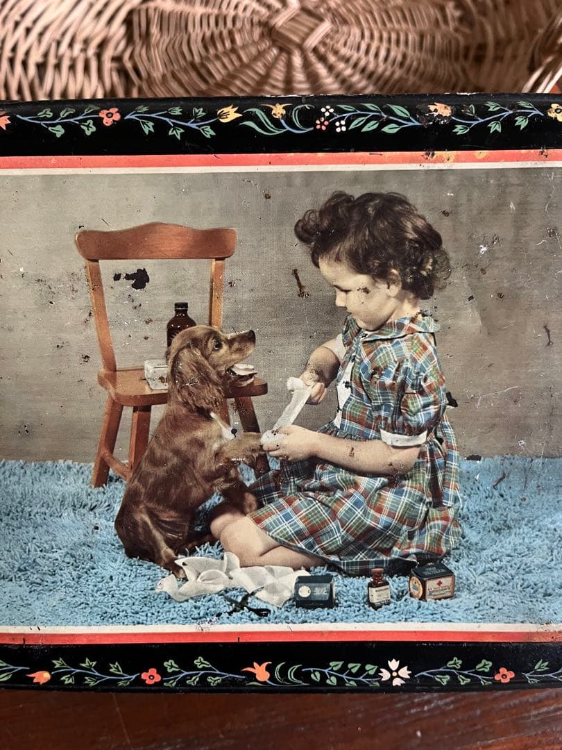 ◆フランス雑貨｜ティン缶セットブリキ缶お菓子箱ケースサビあり花柄キャンディー
