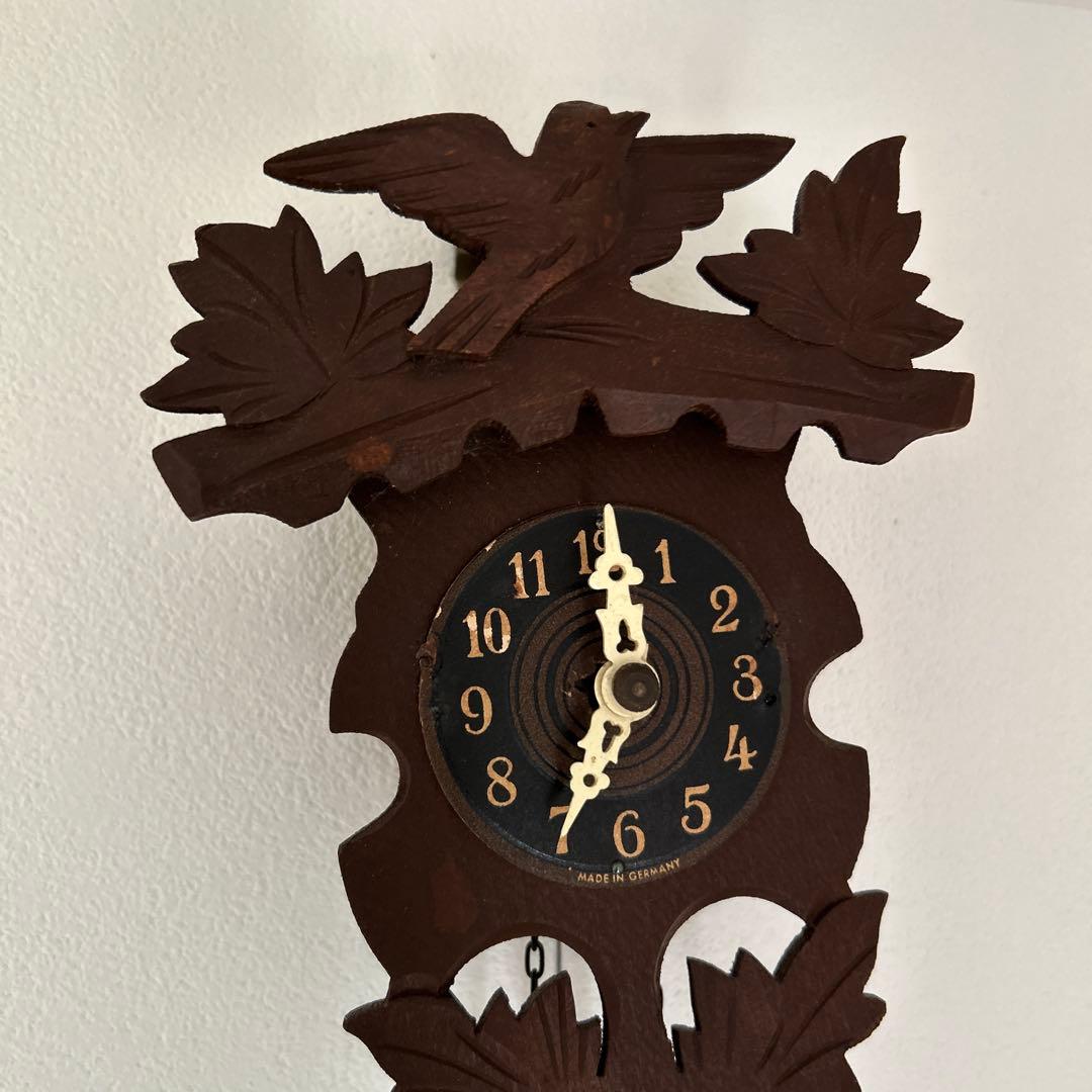 木製柱時計　時代物ミニ柱時計 made in Germany レトロ鳩時計