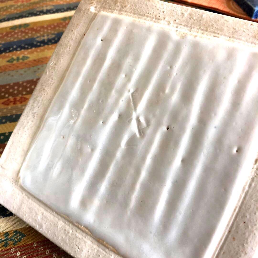 【値下げ】　水差　染付　河本五郎　染付四方水差　茶道具　瀬戸　河本礫亭　磁器