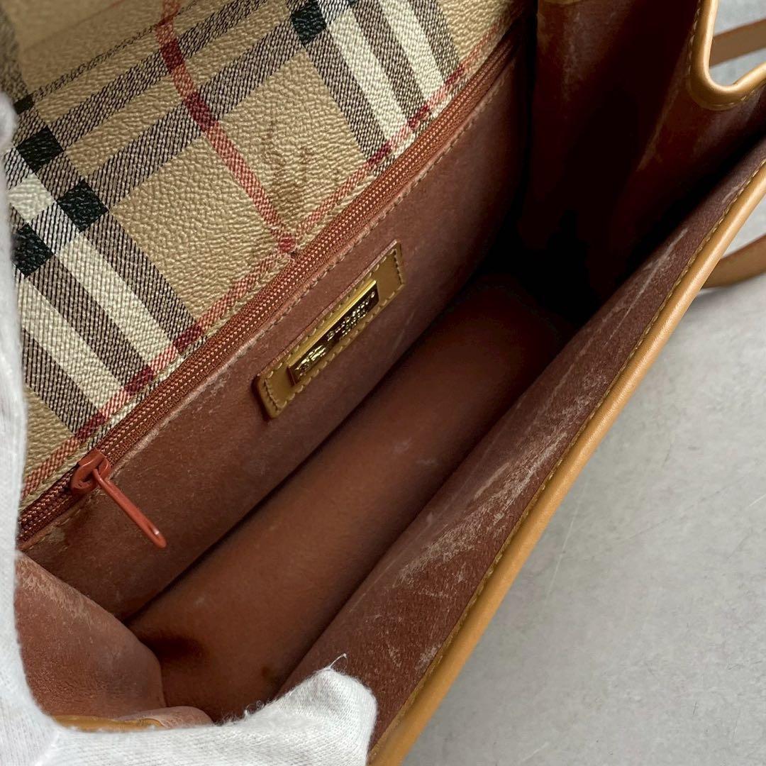 良品✨バーバリー ショルダーバッグ PVC×レザー ノバチェック シャドーホース