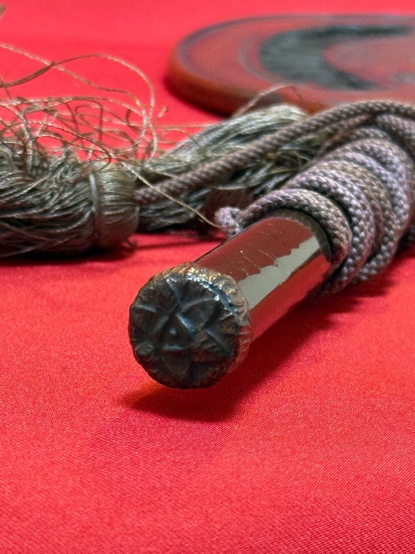 中国美術 螺鈿細工 竹組 朱黒漆螺鈿漆蒔絵軍配 大漆嵌螺鈿軍配団扇 古武具 唐物