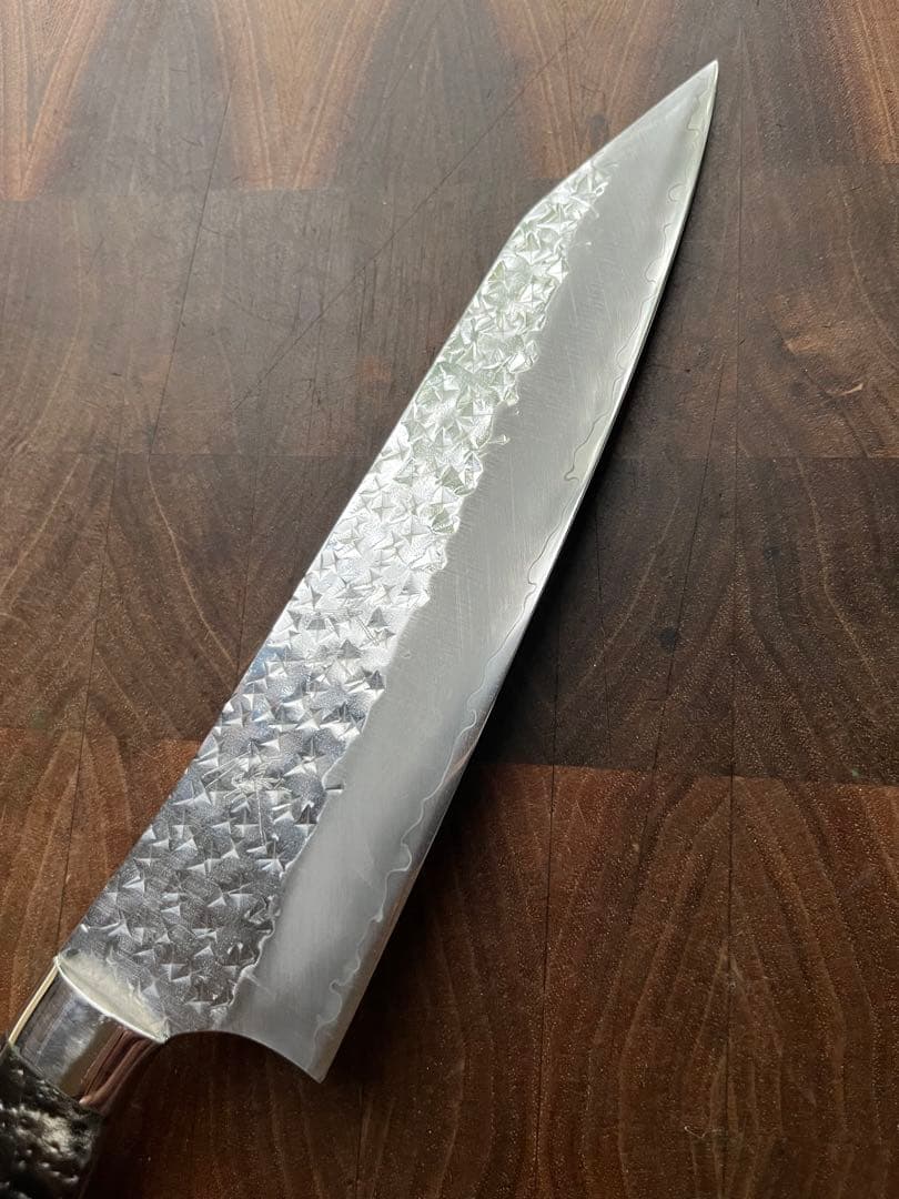 黒崎 優 閃光 鋭　ハイス　SG2 鎚目 牛刀　包丁 180mm 黒アクリル柄