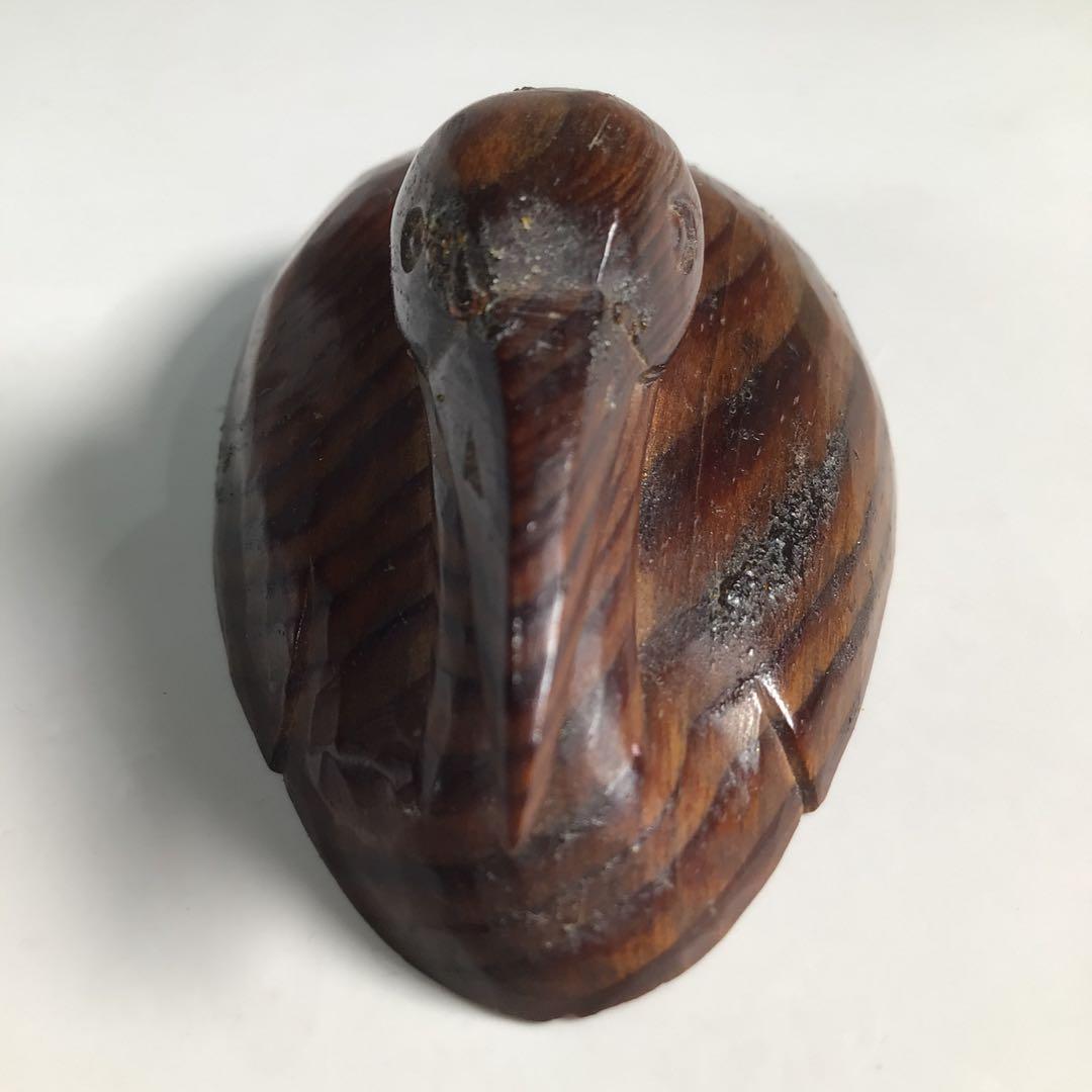 Ｎ４３３　香合　『浪華　高橋黄石作』『松材』『鶴香合』　共箱　茶道具　木工芸