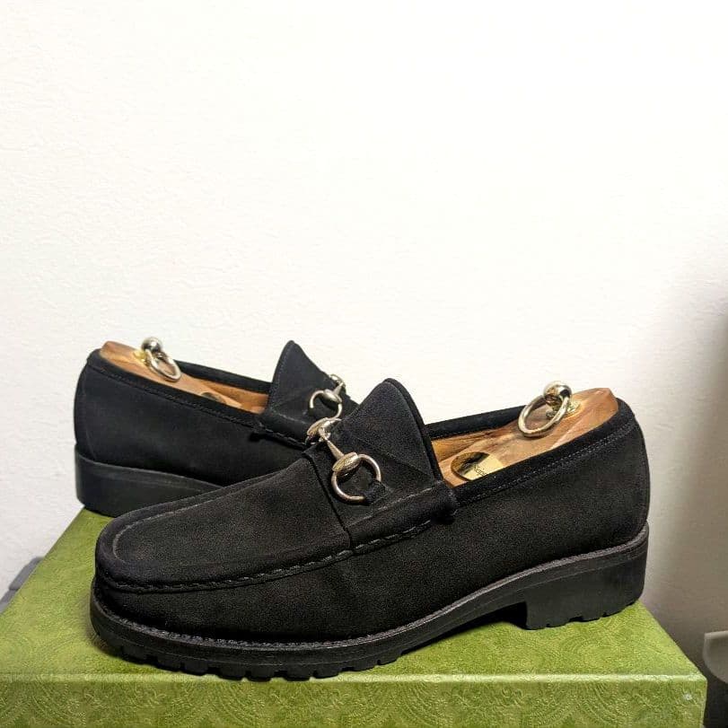 マカン　GUCCI　ホースビットローファー　スエード　黒　41 1/2