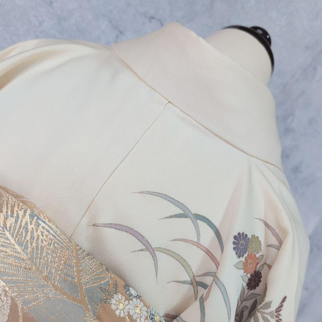 訪問着　フルセット　着物　正絹　花　刺繍　金彩加工　しつけ糸　祝い事　O9