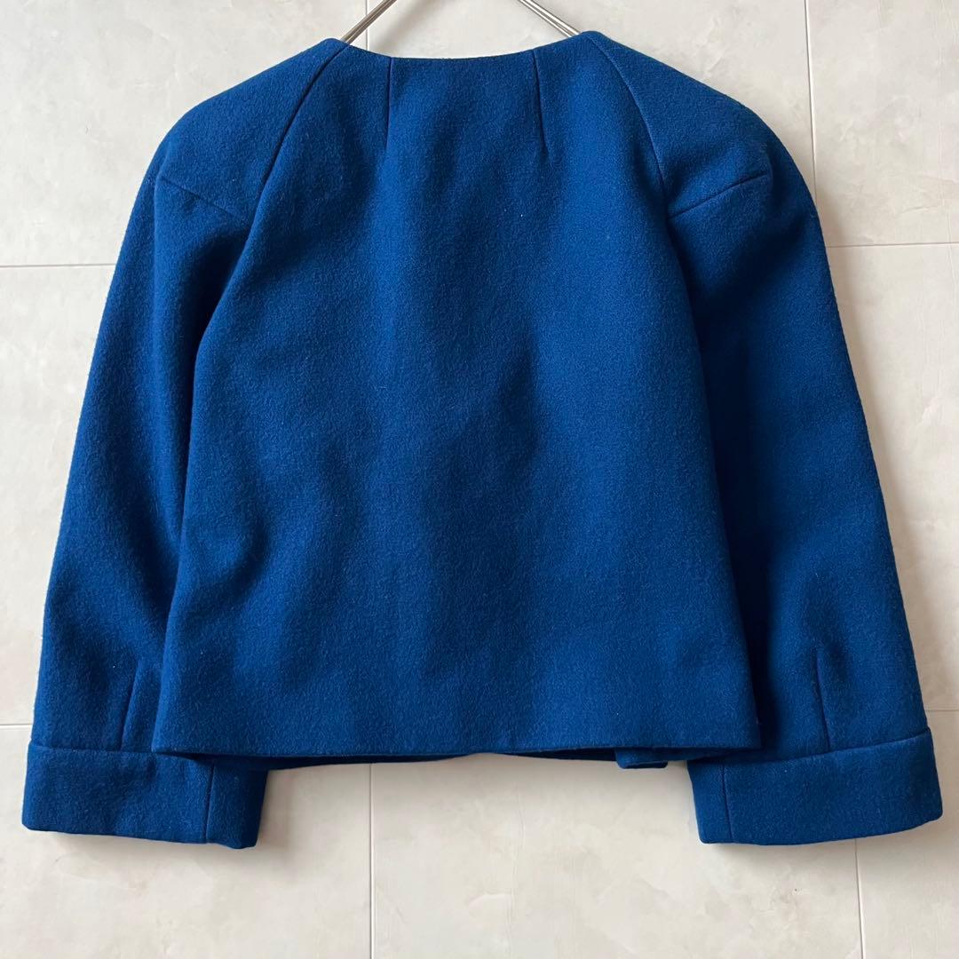 美品✨ドリスヴァンノッテン　ノーカラージャケットロイヤルブルー　フランス製36