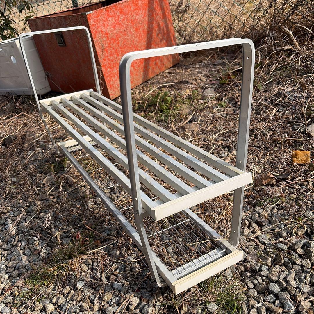 HOKUSEIアルミ製 キッチン吊り棚　昭和レトロ　２段　網棚　ホクセイ