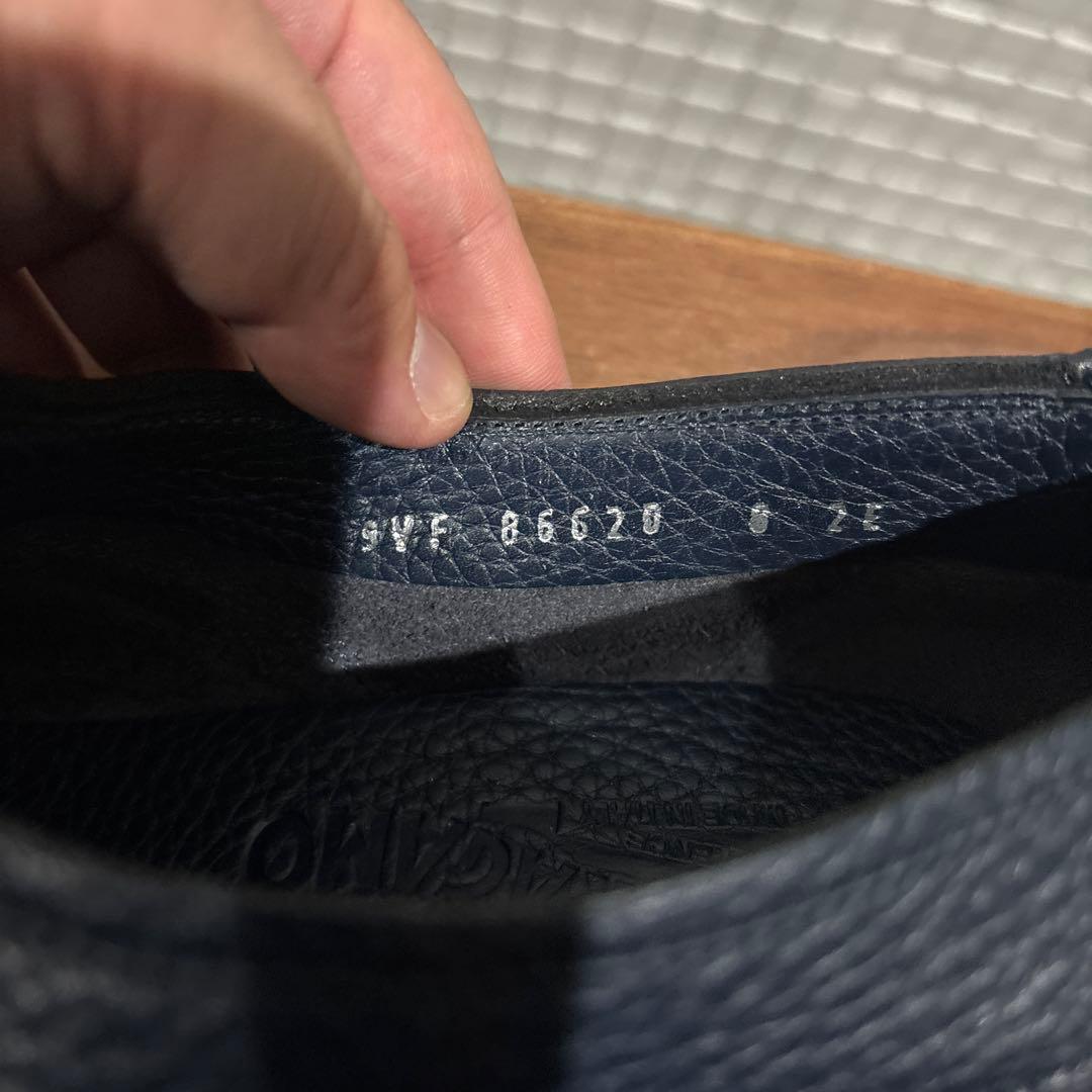 サルヴァトーレ フェラガモ メンズ シューズ 靴 シボ革 ネイビー 8