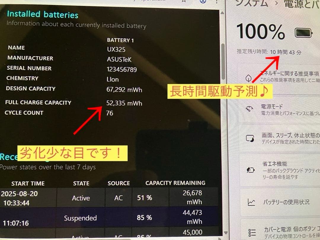 asus zenbook UX325E 有機EL Core i7 メモリ16GB