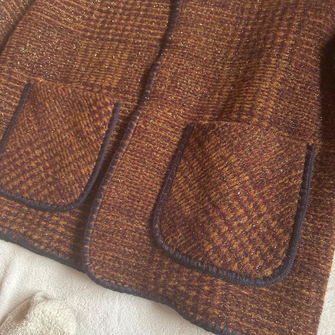 タグ付き　MACPHEE チェックスパーク　ノーカラージャケット　36