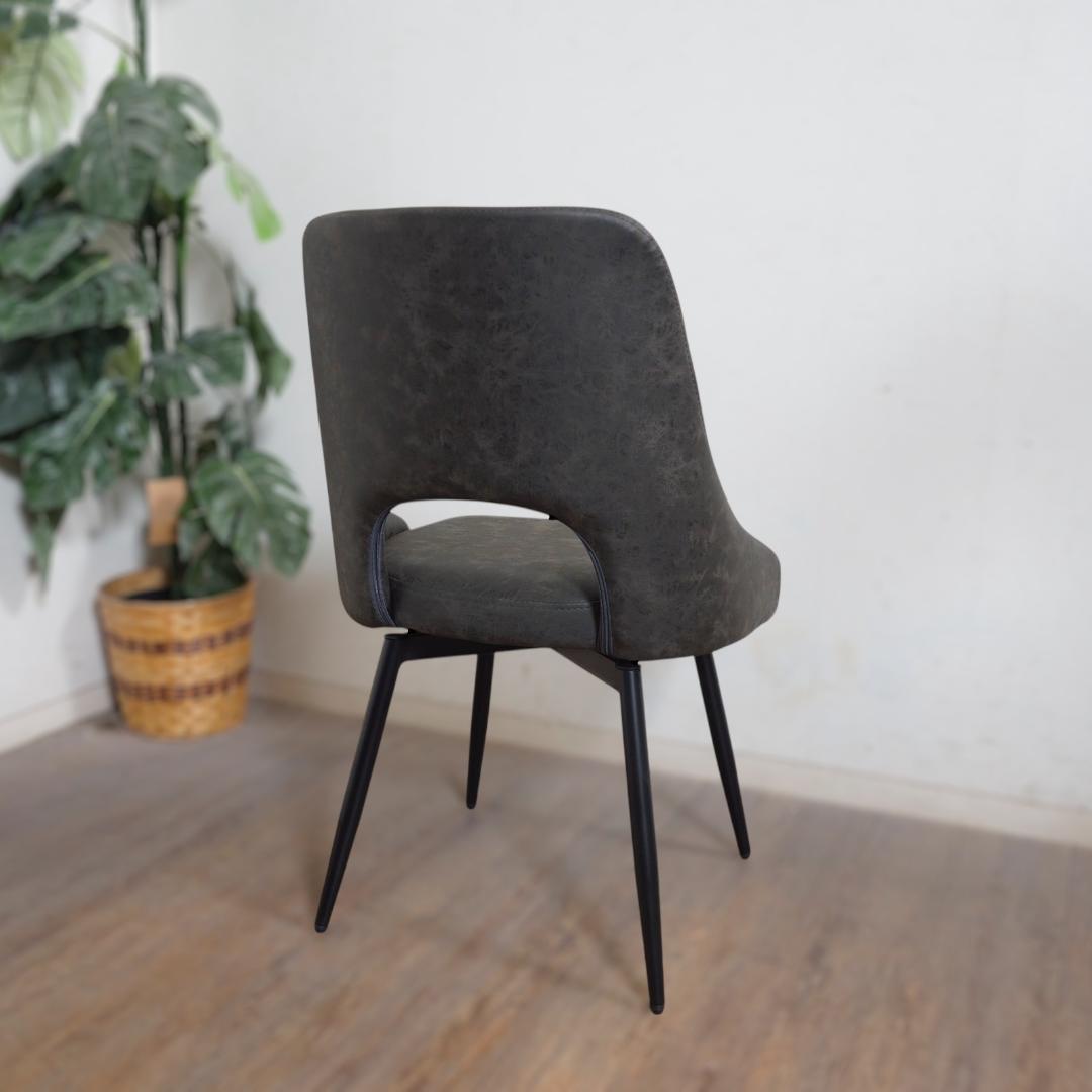 2脚セット【新品】360度回転式 ダイニングチェア ヴィンテージレザー調 モダン