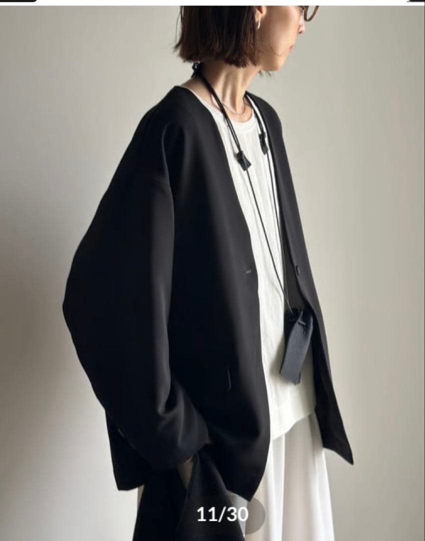 ジャケット・アウター ARULLE collarless cocoon jacket