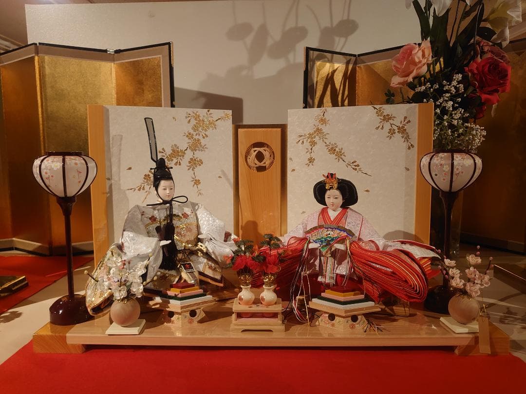 ●金襴衣装三人官女（大）　キラキラ入り　●おひなさま　●お雛様