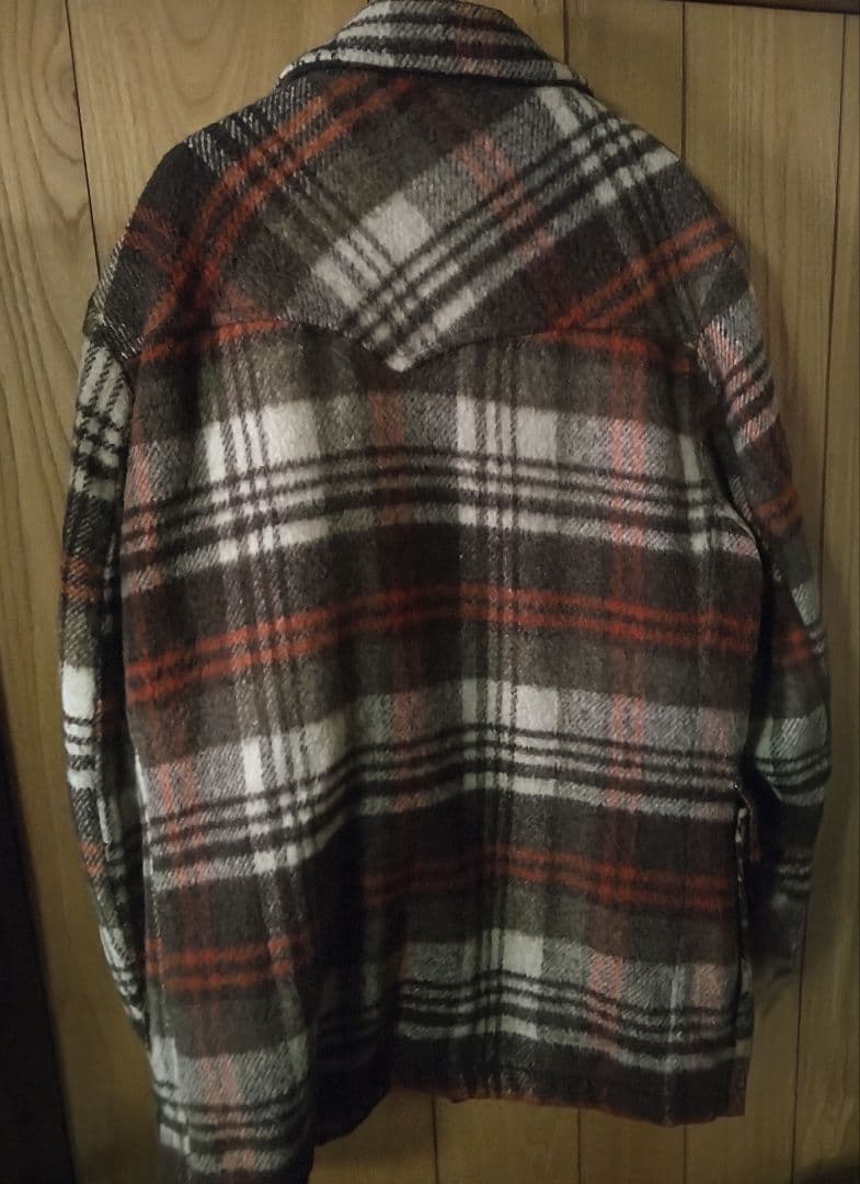 ​【USA製44】60s CAMPUS ウールチェック ランチコート XL