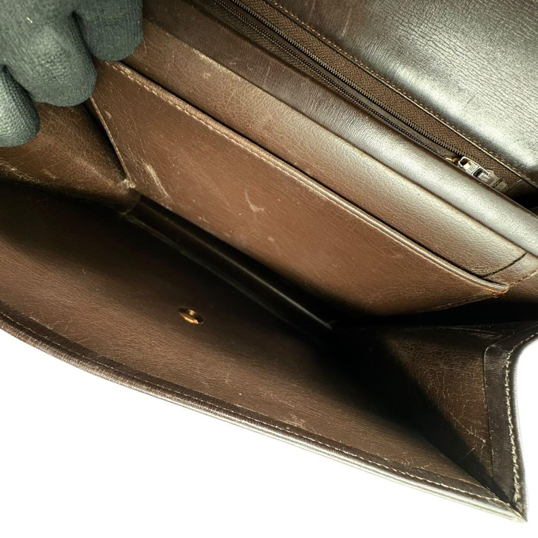 レア クリスチャンディオール ショルダーバッグ レザー ブラウン ゴールド金具