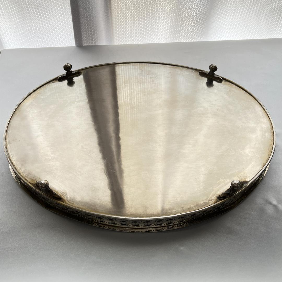 【英国】 ビクトリアンのギャラリートレー オーバル型 40cm 装飾フット