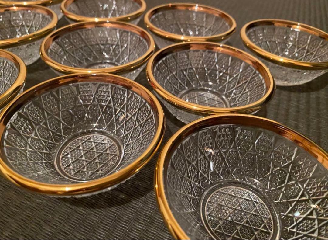 珍味入れ　金付切子柄珍味入れ10客