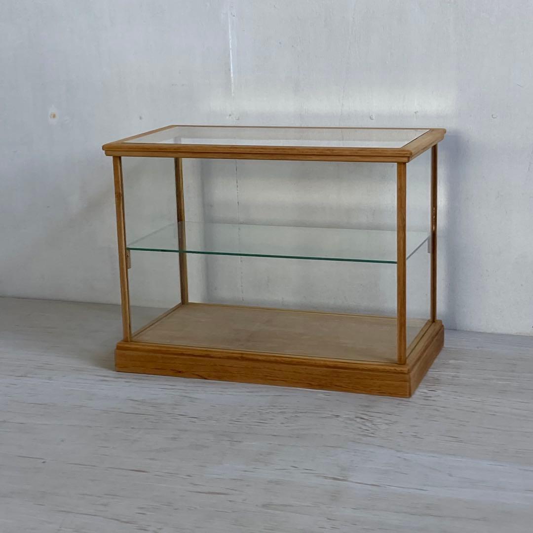 MILK　古い木製 小振り ガラスケース 2段 卓上ショーケース 扉なし