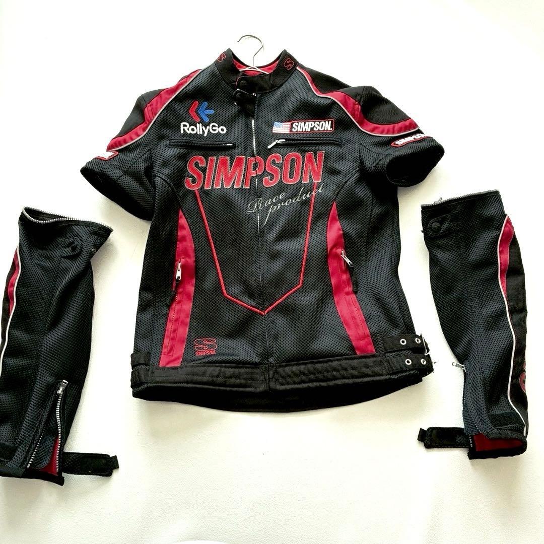 【なかむー】シンプソン メッシュ ライダースジャケット プロテクター 黒