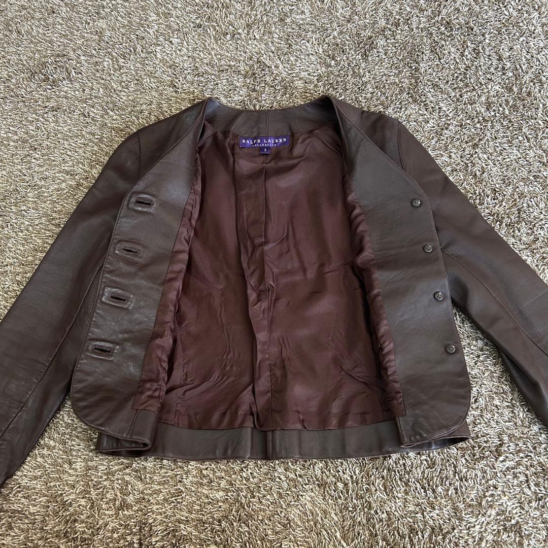 希少 ラルフローレン パープルレーベル レザー ジャケット ブラウン ラムレザー
