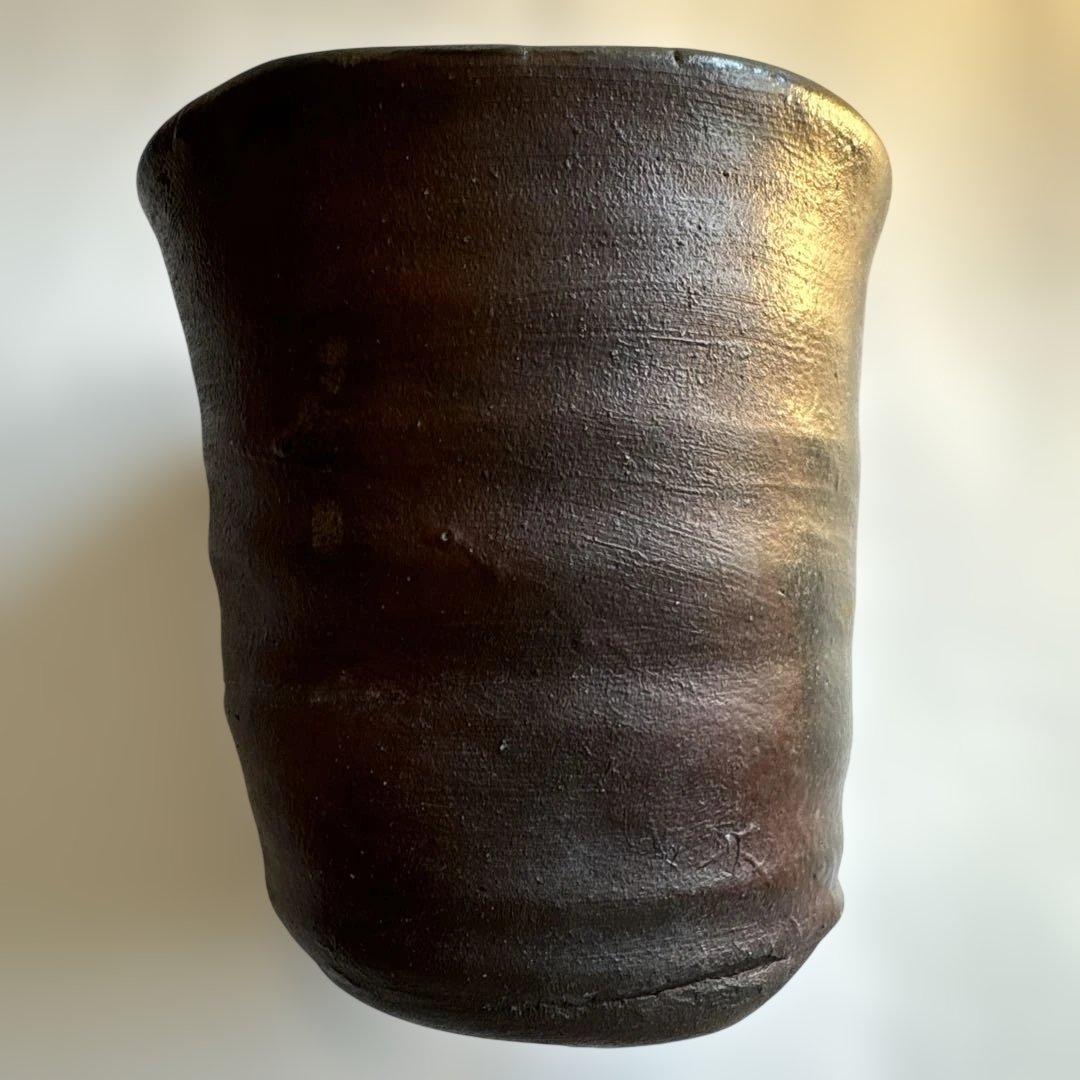 【故島武己】南蛮焼.穴窯.希少品.焼締め按瓶と湯呑みのセット