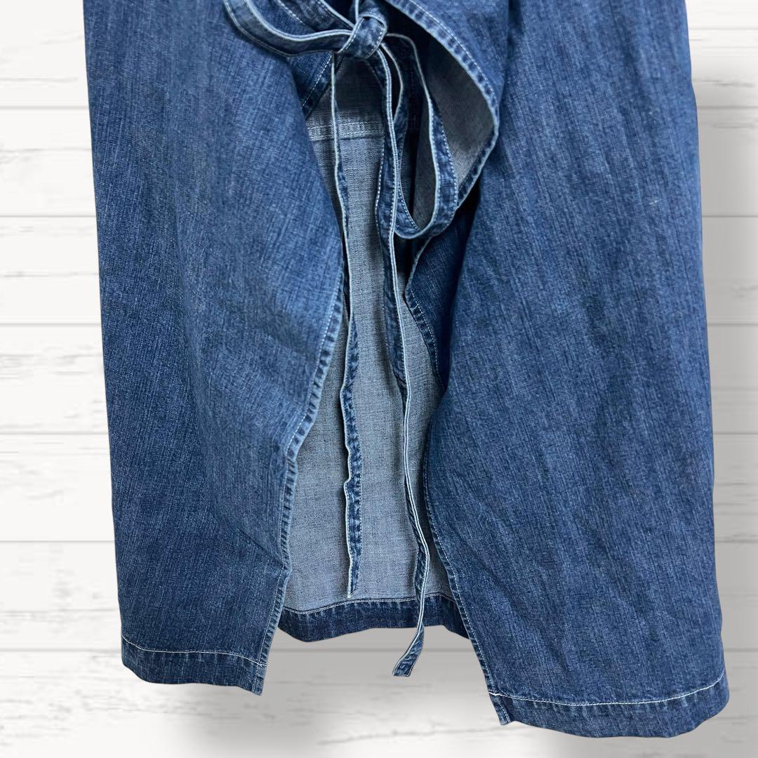 1262【ラルフローレンホーム】エプロン デニム インディゴ ロゴ 綿100%