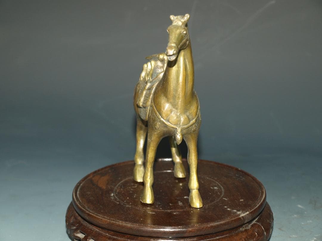 旧家うぶだし　中国清時代 銅製 戦馬の置き物※激安骨董品 N1123C11-3
