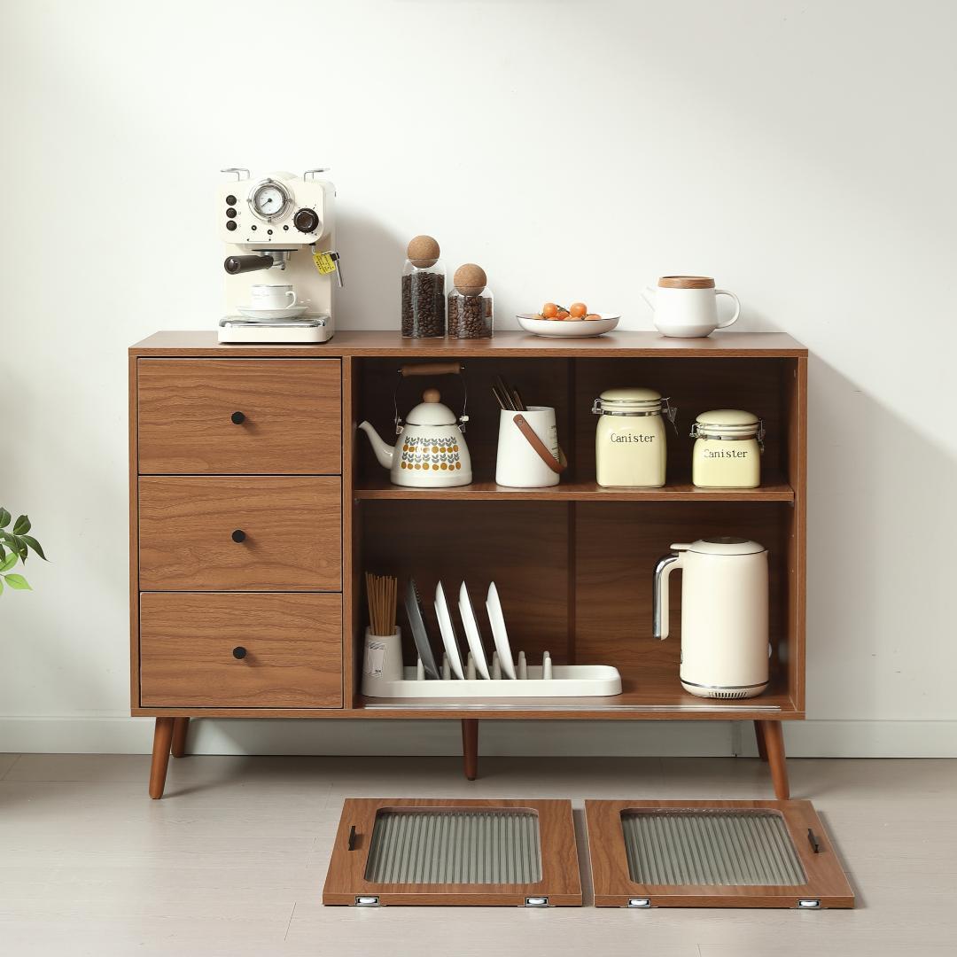 新登場！ 北欧風キャビネット サイドボード 食器棚 キャビネットBROWN