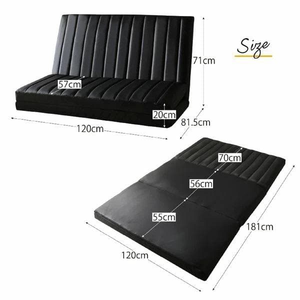 ②ゆったり3wayソファベッド 幅120cm ファブリック セミダブル ネイビー