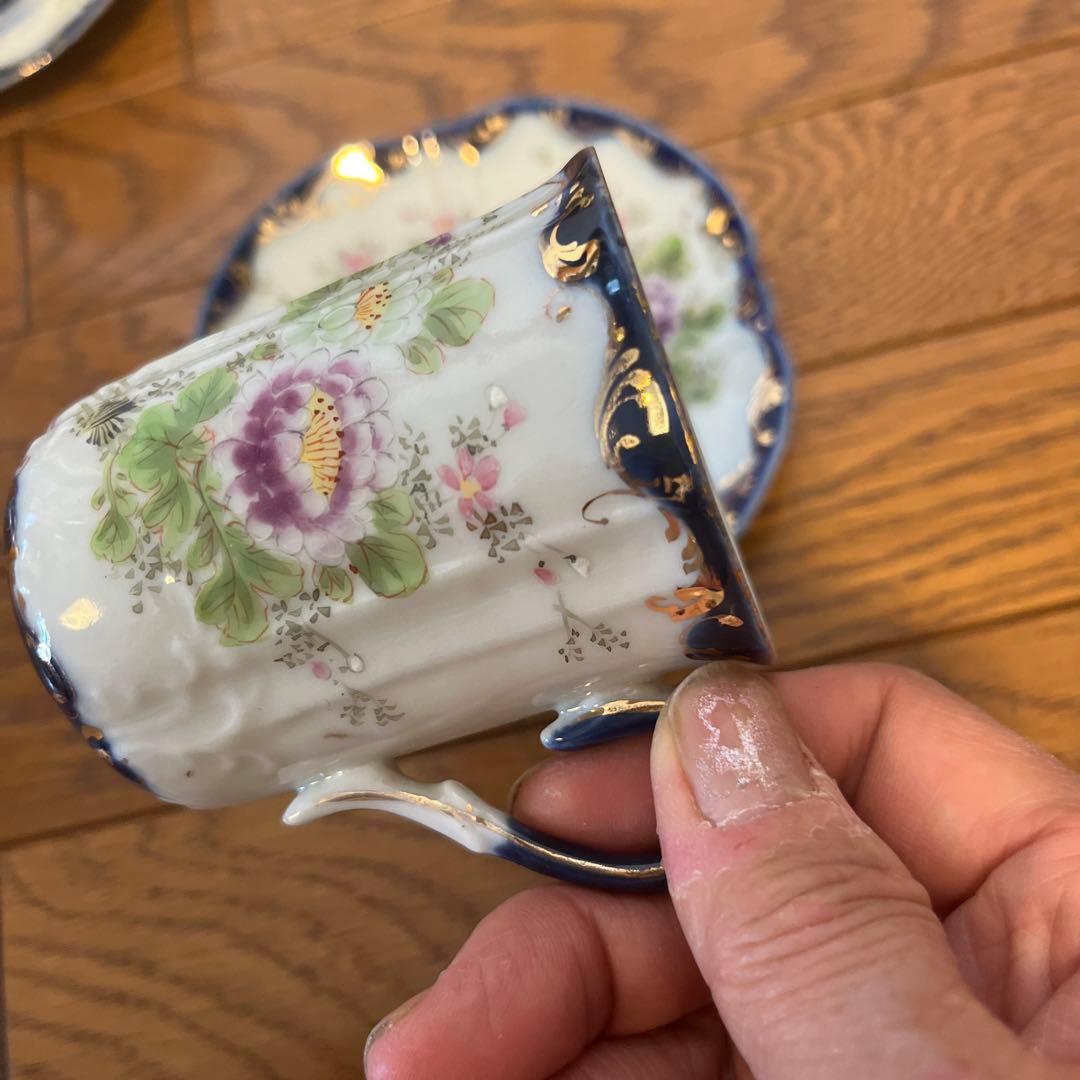 最終処分特価レアオールドノリタケ同時期ライバル会社？カップ&ソーサー五客薄手生地