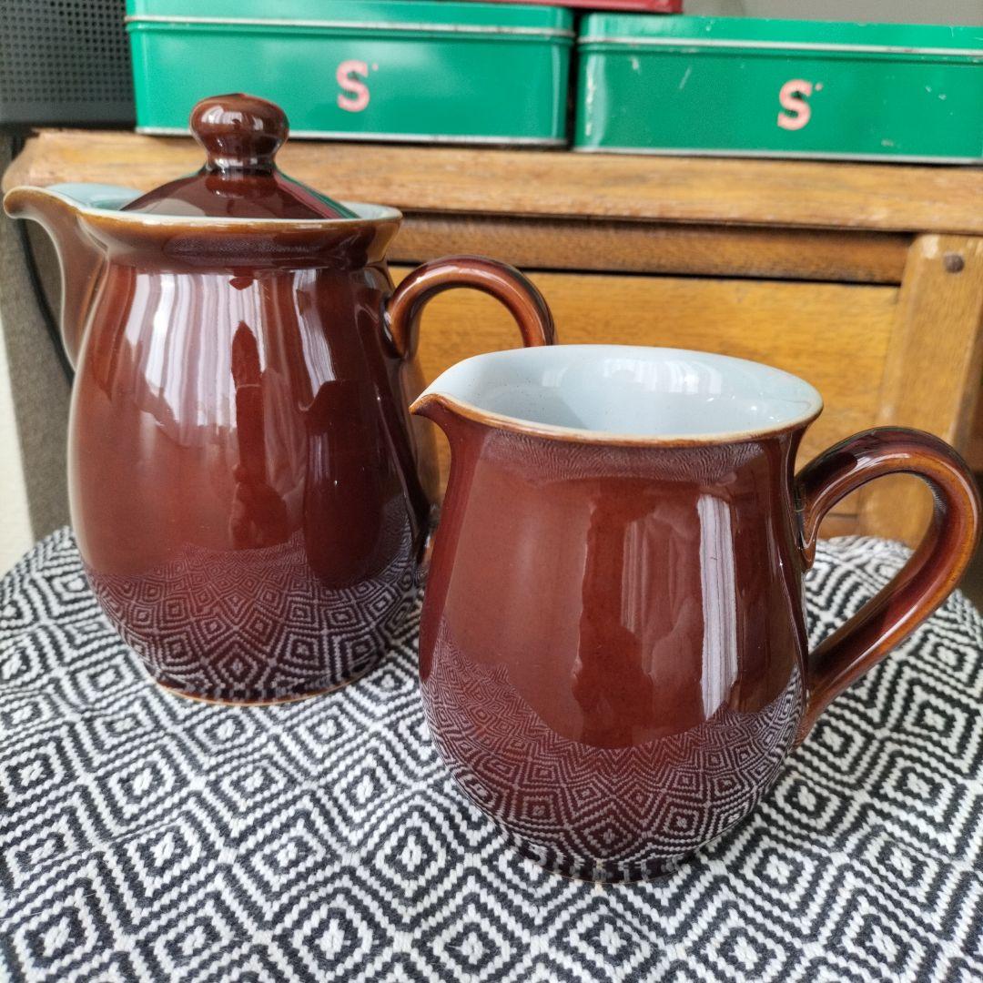 イギリス　ビンテージ　denby コーヒーポット　＆　クリーマー