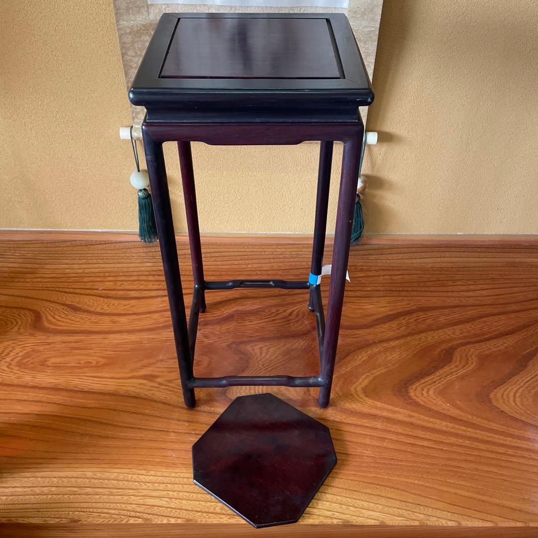 アジアンインテリア 中国上海 黒檀サイドテーブル 懸崖 花台 盆栽台 ビンテージ