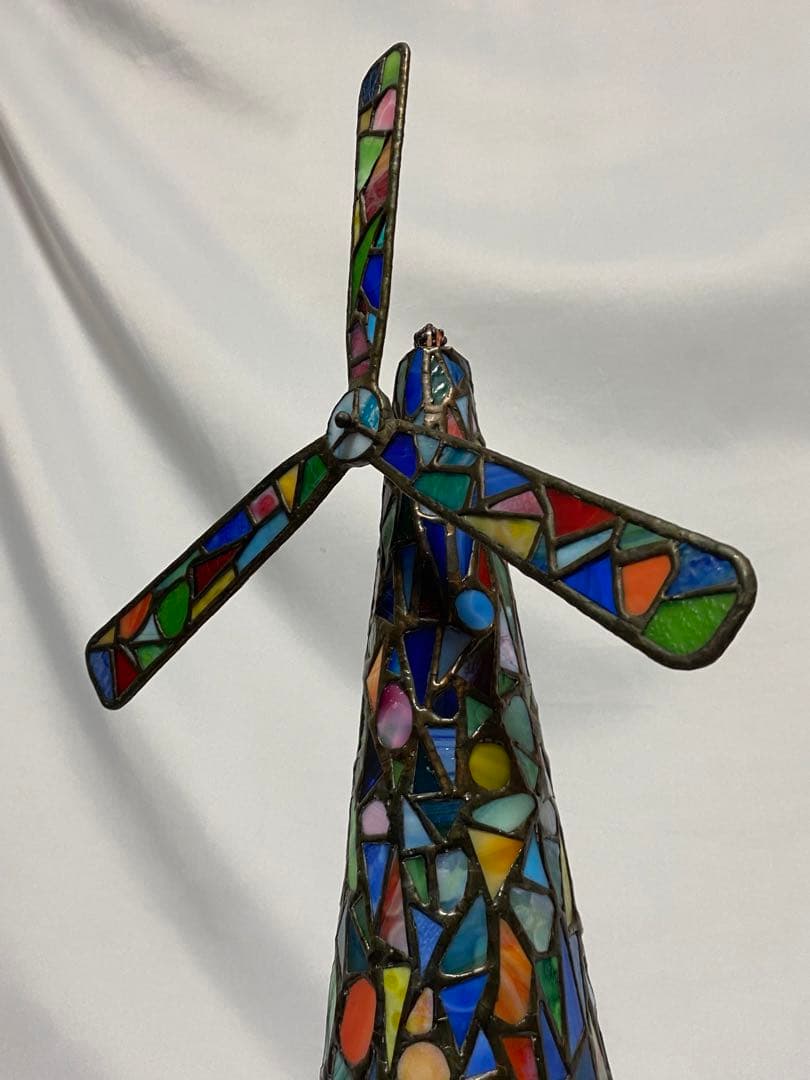 1415❣️ ステンドグラス　ライト　風車の塔　オブジェ