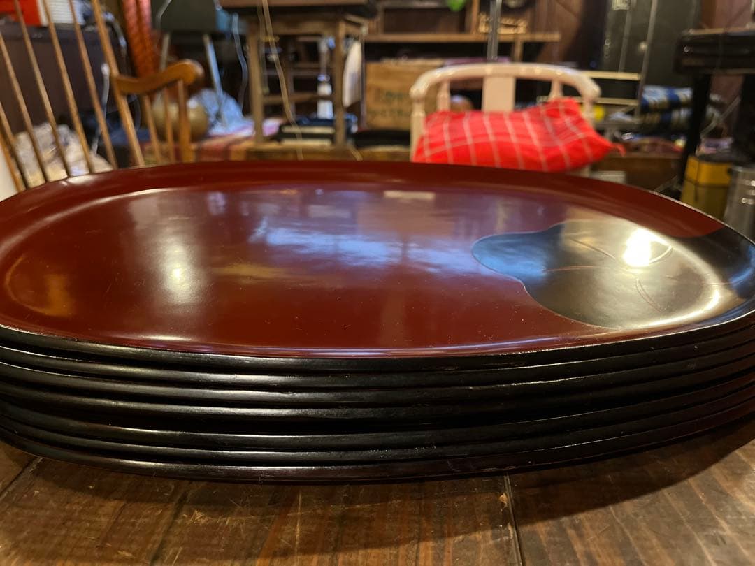 漆塗り　漆器　7枚セット　お盆　トレー