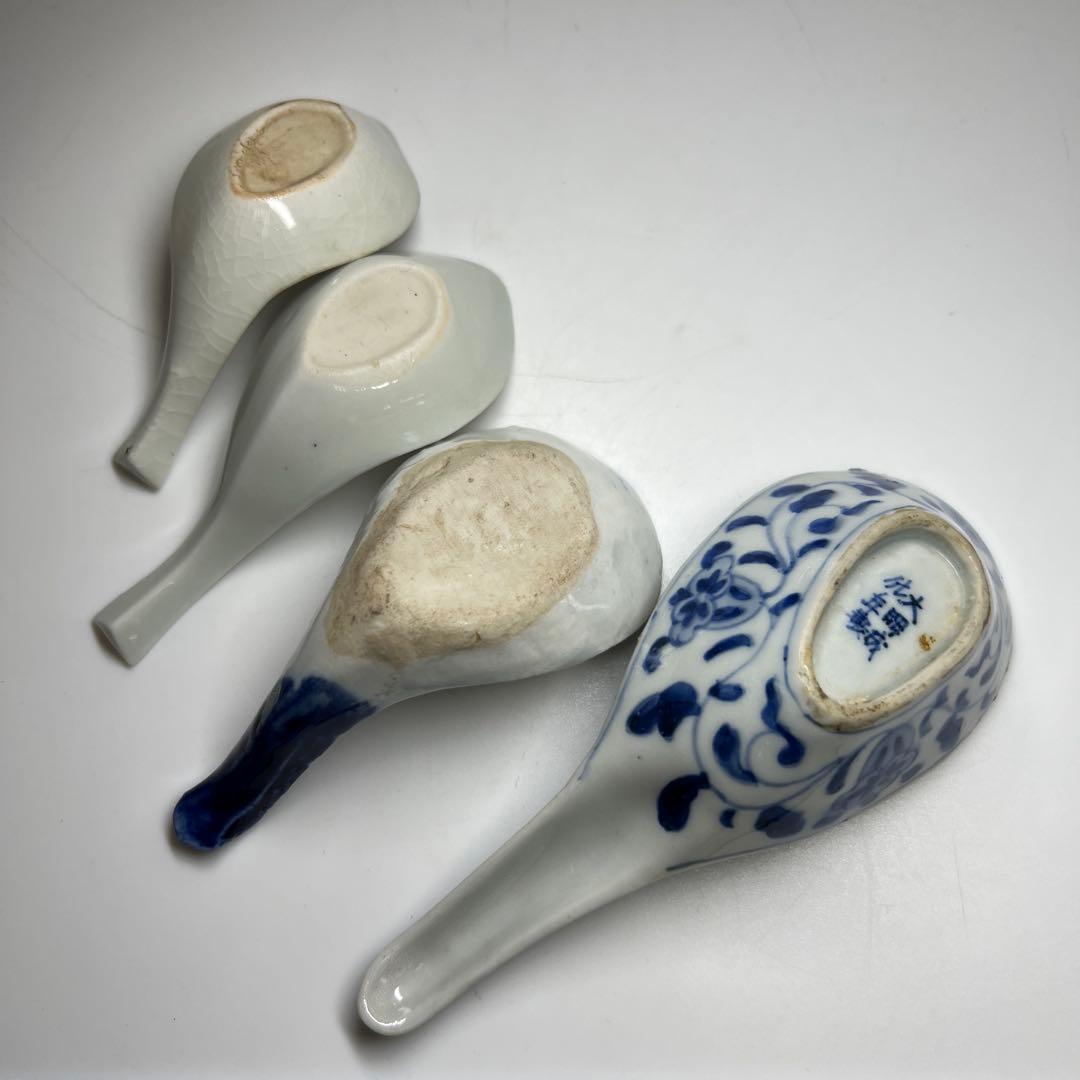 中国清朝時代　古染付レンゲ、鉢5客　東Y7-1022☆2Fタニチ