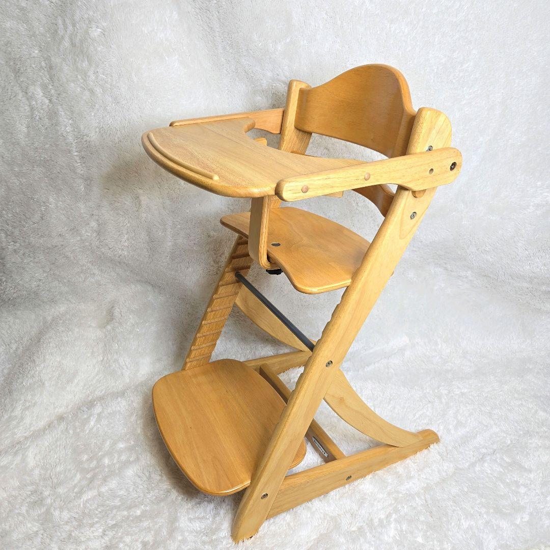 【美品】大和屋 すくすくスリムフィットチェア テーブル&ガード付ナチュラル